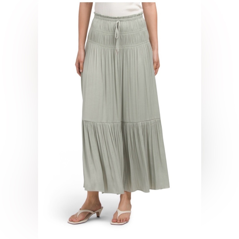 Maison D'Amelie Sage Green Midi Skirt